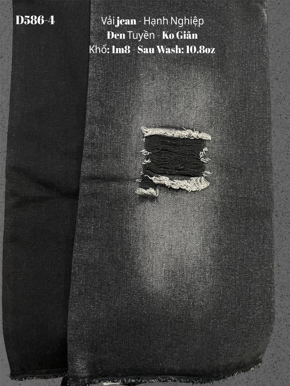 Vải Jean Cotton 10X7 - D586-4 đen 2 mặt